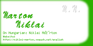 marton niklai business card